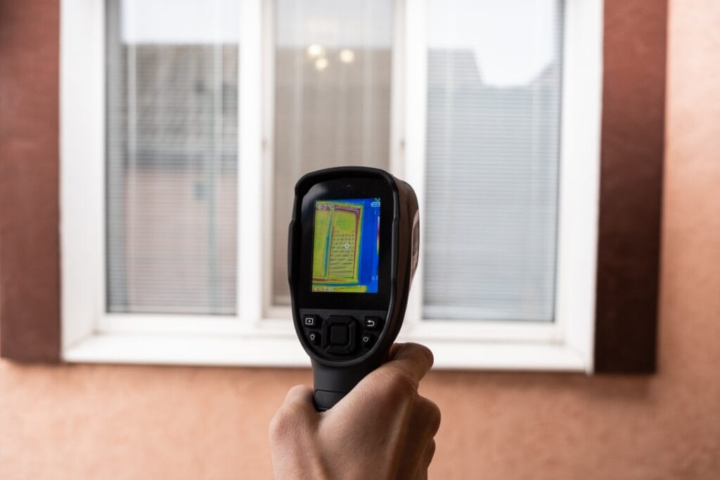 a,male,hand,holds,a,thermal,imager,at,the,window