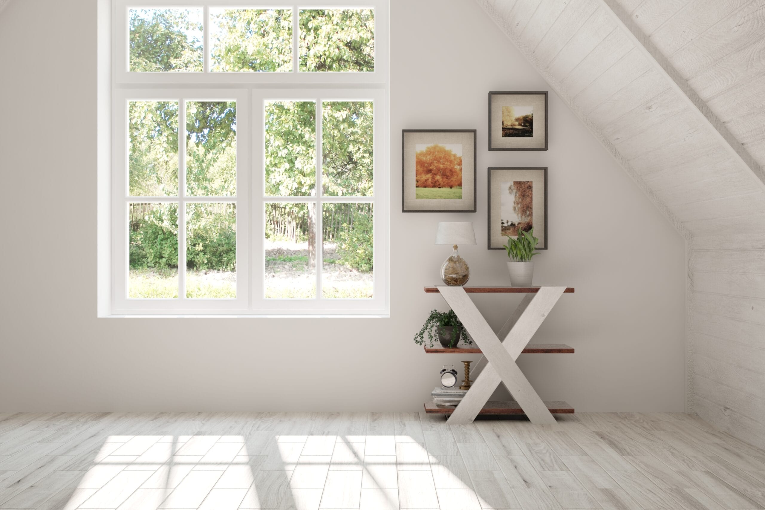 white,empty,room,with,summer,landscape,in,window.,scandinavian,interior